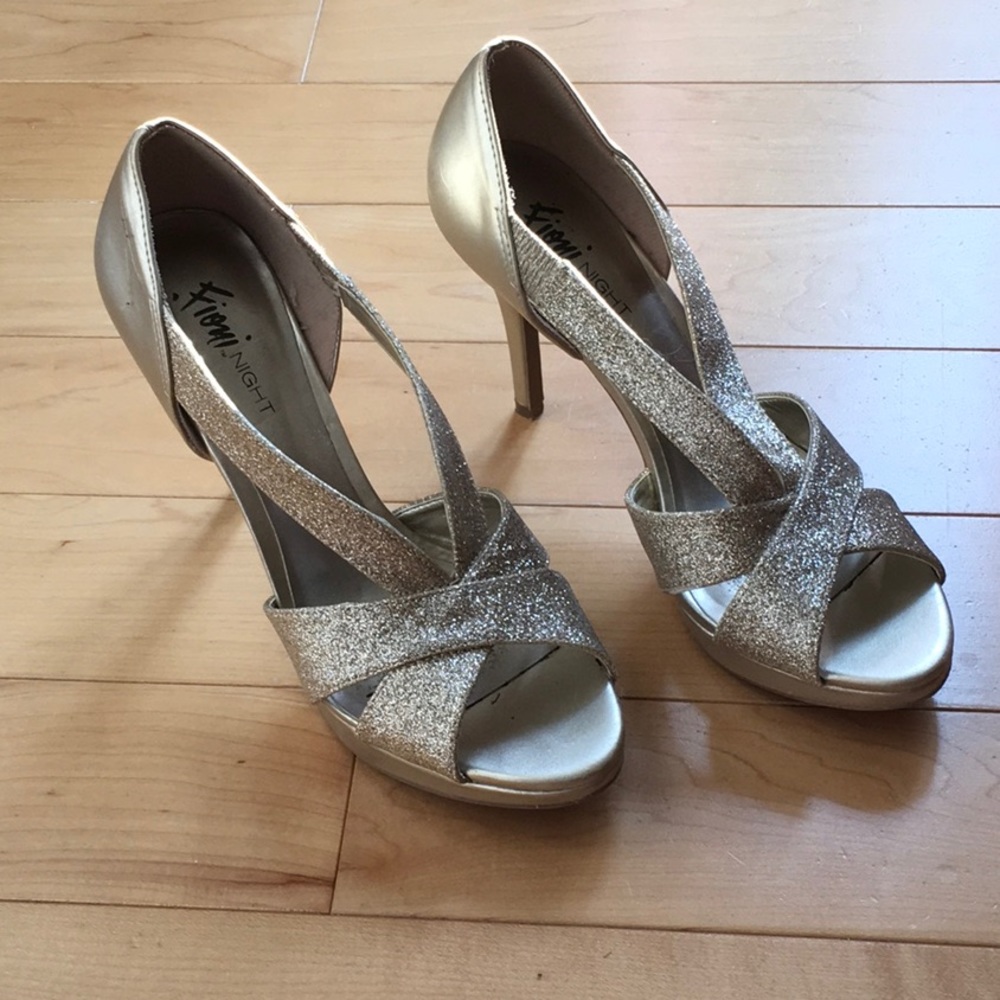 Glittering gold strappy platform sandals